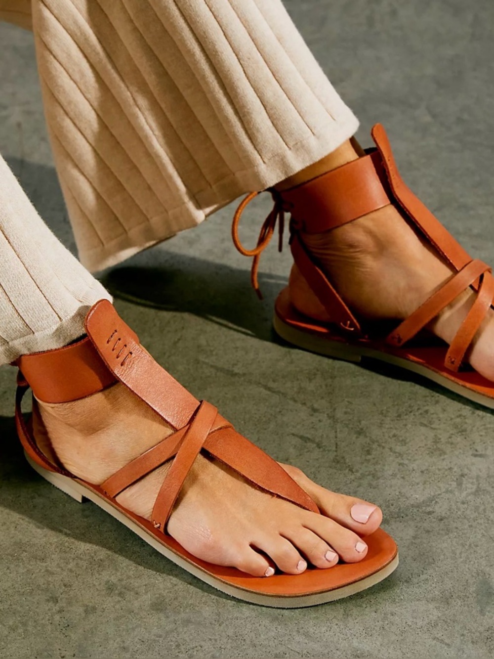 NWOT Free People Vachetta Vacation Day wrap Women's Leather Gladiator Sandals
